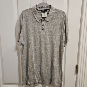 NWT Vince Linen Heather Gray Polo Shirt Sz L